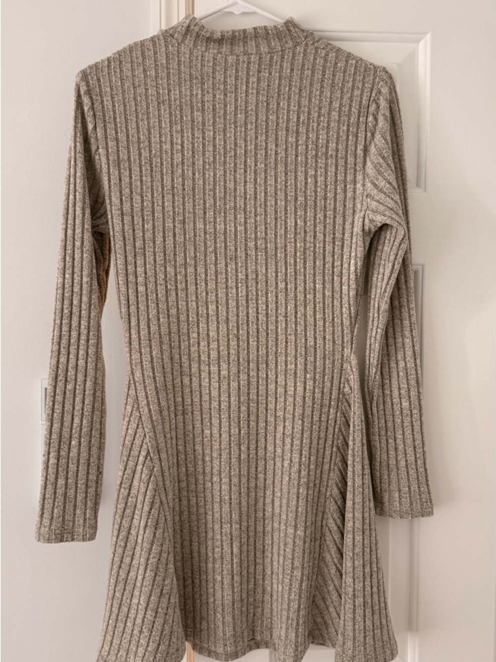 HALARA Ribbed Long Sleeve Swing Dress - Taupe Heather